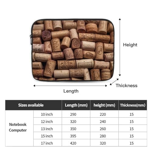 ULKMFFCF 12 inch Laptop Sleeve with Wine cork Printed Shockproof Laptop Case Cover Bag for School Travel Office — view 4