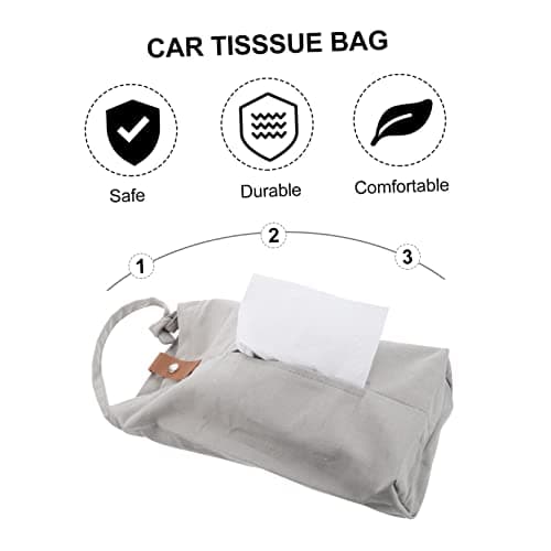 Cabilock Car Tissue Bag Wall Hanging Tissue Holder Gray Canvas Backseat Organizer for Cars and Travel — view 2
