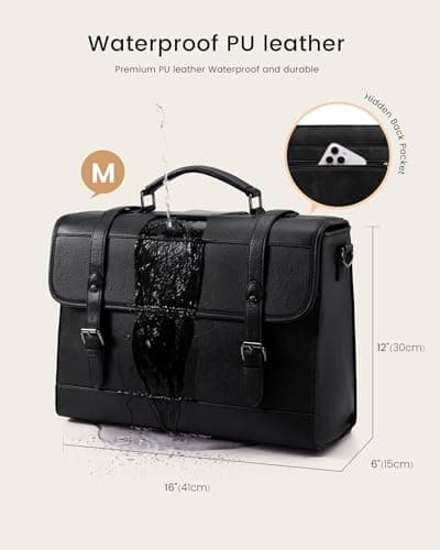 LOVEVOOK Messenger Bag Laptop Bag, 15.6 Inch Leather Vintage Briefcase for Men, Classic Shoulder Satchel Bag with Buckle Closure for Work Office Business College — view 4