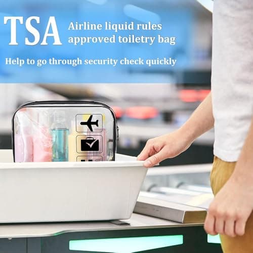 Clear Travel Toiletry Bag - TSA Approved Toiletry Makeup Bag with Zippers Travel Accessories Portable Waterproof Cosmetic Clear Makeup Bag for Women and Men — view 2
