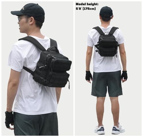 9L Mini Backpack for Men and Women, Small Backpack for Gym Hiking Travel Sports Running, A01-black, S, Mini Tactical Backpack — view 6