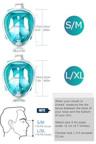 HINATAA Snorkel Mask 180°Full Face, Diving Mask Free Breathing Design Anti-Fogging and Anti-Leak Technology with Adjustable Head Straps for Adult Youth Kids (L/XL, Green) — view 6