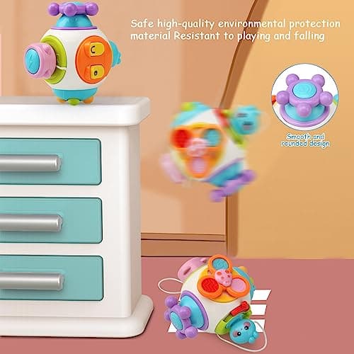 LEADSTAR Montessori Busy Cube Toys for Kids,Sensory Activity Board Travel Toy for Toddlers 1-3 Years Old,Fidget Cube Toy Educational Preschool Learning Toys for Babies 18-36 Months (A) — view 4