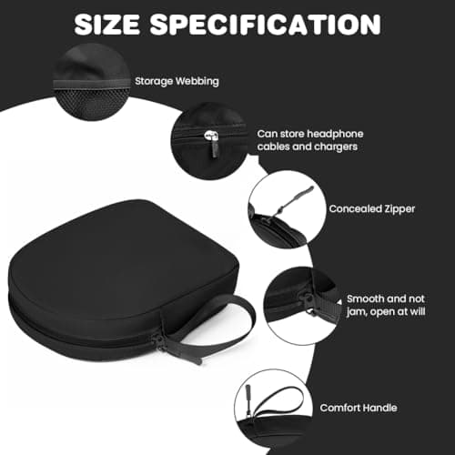 HOTUT Headphone Case,Soft Headphone Carrying Case,Universal Portable Travel Headphone Storage Cover Bag for JBL Live,JBL Tune 510BT/520BT/500BT/720BT,Sony WH-CH520/510/720/710(Black) — view 3