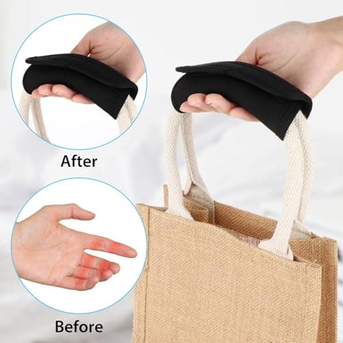 2 Pack Luggage Handle Wraps - Soft Comfort Handle Covers for Suitcase, Bright Color Travel Accessories (Black) — view 3