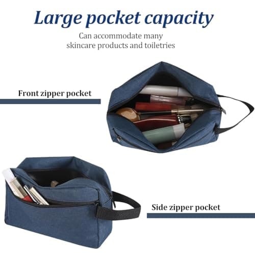 Toiletry Bag, Large Full Size Toiletry Bag, Travel Wash Bag Water-Resistant Gym Shaving Organiser Bags, Shower Bathroom Makeup Bag with Handle (Blue) — view 4