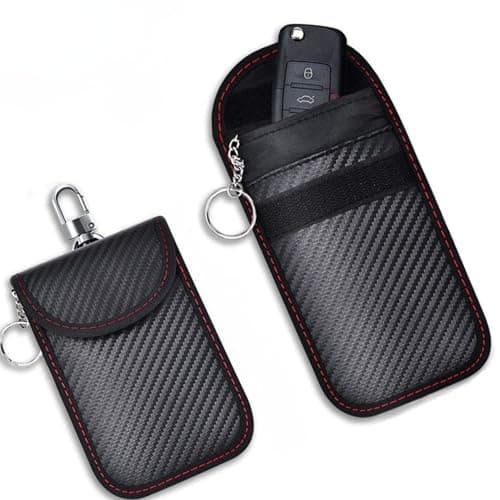 Faraday Pouch for Car Keys, Signal Blocking Case with RFID and Keyless Entry Protection, Carbon Fibre Style Key Fob Bag, Anti-Theft Security Holder to Help Prevent Relay Attacks from Wifi Bluetooth — view 6