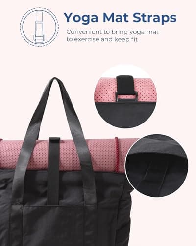BAGSAMRT Tote Bag for Women with Zipper, Work Handbags & Shoulder Bags Gym Tote with Yoga Mat Buckle for Travel, Beach, Dance, Teacher, Nurse, Large — view 4