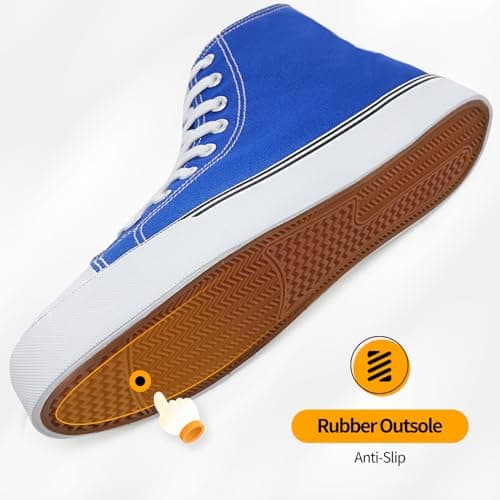 ZGR Men's High Top Canvas Sneakers Lace Up Classic Casual Walking Shoes, Blue, 12 — view 6