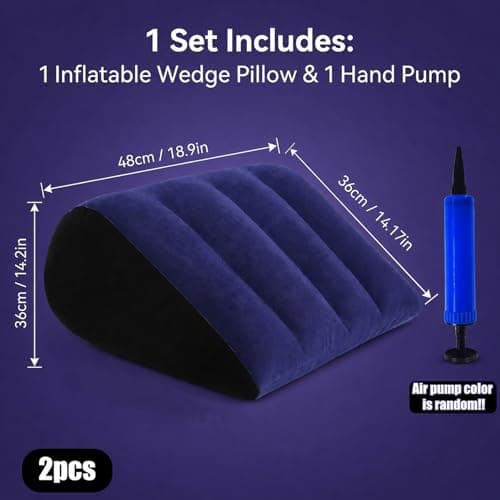 Inflatable Wedge Pillow, Wedge Pillow for Comfort and Support, Lumbar Leg Support Pillow for Sleeping, Knee Support for Women Men, Adjustable Pillows Use in Bed, Travel, Camping, Flight(Purple) — view 2