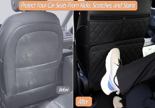 2 Pack Seat Back Protector for Kids, Car Kick Mats Back Seat with Organizer — view 3