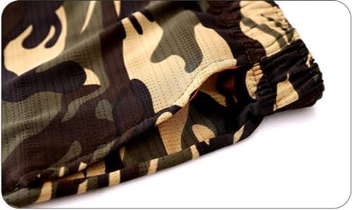 2026 Men's Camo T-Shirt Sport Fitness Short Sleeve Crew Neck Shirt Cargo Trousers Outdoor Hiking Drawstring Pocket Athletic Jogging Bottoms Set, yellow, XL — view 2