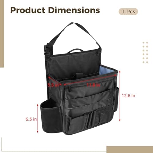 YOFAPA Black Car Seat Back Organizer, Waterproof Oxford Fabric Vehicle Storage Bag, Multi-Pocket Auto Backseat Holder for Road Trips, Long-Lasting Universal Fit SUVs Trucks — view 5
