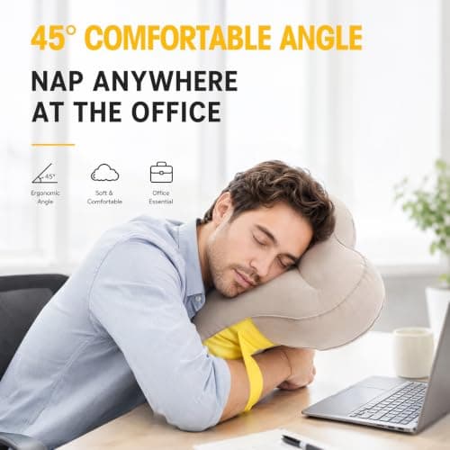 Inflatable Travel Pillow for Airplane Durable Ergonomic Hugging Neck Pillow — view 4