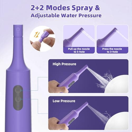 Hibbent Portable Bidet for Travel, High Pressure Electric Handheld Bidet Sprayer, 350-550ML Expandable Bottle for Personal Hygiene, USB-C Rechargeable Waterproof Sprayer for Women & Men, Purple — view 2