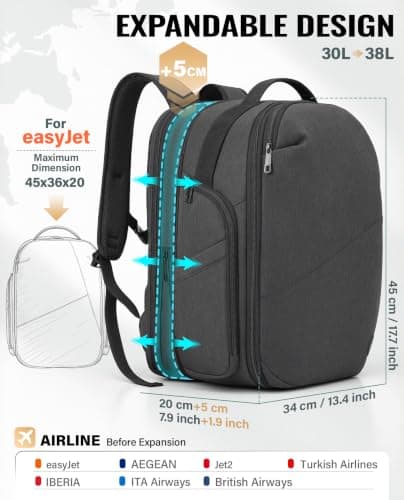 VANKEV Expandable Travel Laptop Backpack Underseat Cabin Bag For EasyJet — view 2