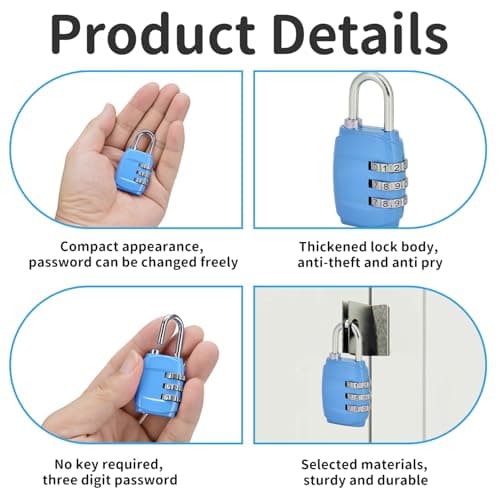 4PCS Luggage Locks – Small Padlocks for Lockers, Backpacks, Gym & Travel Bags – Secure & Lightweight – Easy-to-Use Mini Travel Lock Set — view 3