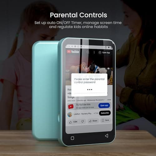 TIMMKOO 16GB Kids MP3 Player with Bluetooth and WiFi, Parental Controls, 4" Music Player with Spotify, Audible Up to 1TB （Teal） — view 2
