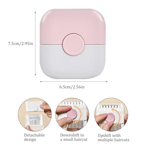 Split Ends Hair Trimmer for Women 2 in 1 Mini Portable Cute Hair Brush Detachable Dustproof Knob Adjustable Stainless Steel Slicer Hair Clipper, Type 1, Split Ends Hair Trimmer — view 6