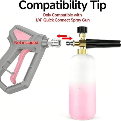 Snow Foam Lance 1/4" Quick Release Car Wash Foam Cannon Pot with Adjustable Nozzle, High Pressure Washer Soap Dispenser Bottle (1L) — view 2