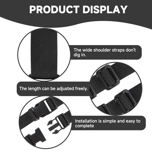 Funver Universal Black Tablet Shoulder Strap for Ipad Strap Shoulder Tablet Case, Adjustable & Detachable Carrying Strap Replacement with Quick Release Buckles for IPad Samsung Tab Cases Camera Bags — view 3