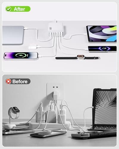 Charging Station 6 Ports Fast Charger, 165W USB-C Charger Fast Charging Plug, PD Power GaN Charger Compatible with iPhone 17/16/15 Pro, iPad, Laptops, Galaxy – Ideal for Home & Travel — view 5