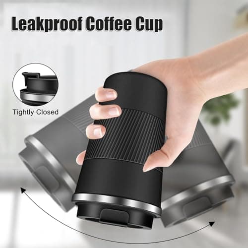 qisheng Coffee Travel Mug, 380ml Insulated Coffee Cup with Leakproof Lid- Reusable Cups Stainless Steel Double Wall Vacuum Thermal Mug for Hot and Cold Water Tea - White — view 2