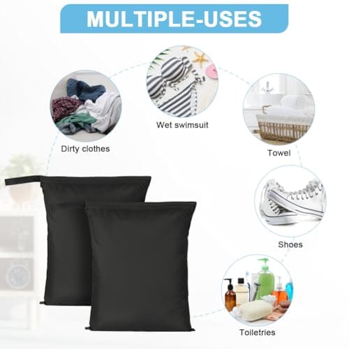 AOOSA 2PCS Wet Bags for Baby Items, Wet Swimsuits, Beach, Camping(Black) — view 5