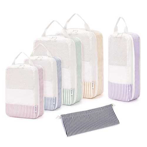 Narwey 6 Set Compression Packing Cubes for Suitcases, Travel Storage Bags