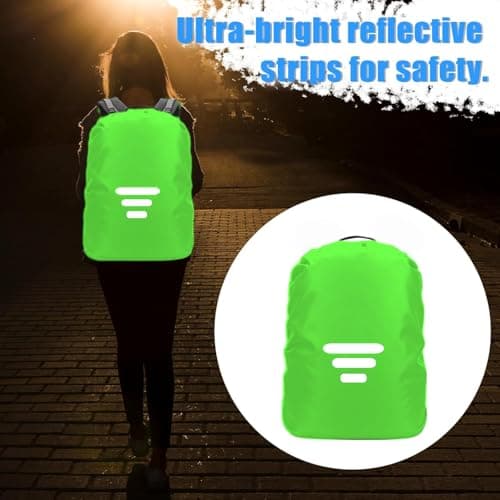 SHOCHX Waterproof Backpack Rain Cover with Three Reflective Strap, 1 Adjustable Anti Slip Cross Buckle Strap for Anti-Dust and Anti-Theft, Rainproof Snowproof, M for 26-40L Backpack, Green — view 5