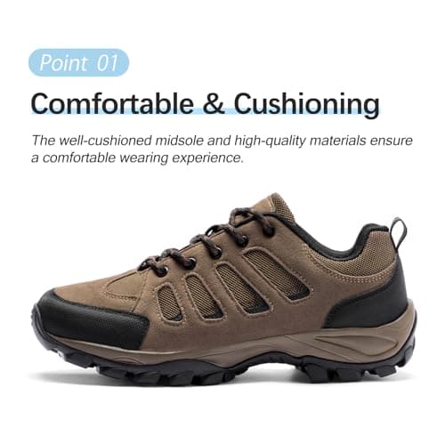 TRAILBLITZ Walking Shoes Mens Lightweight Non Slip Comfortable Hiking Boots Climbing Trekking Outdoor Camping Trainers Mesh Lining Casual Men's Lace-Ups (7 Man,Brown) — view 2