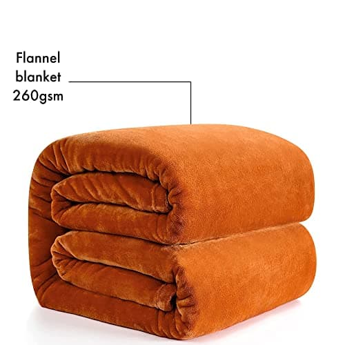 Orange Flannel Fleece Blanket fluffy throw Super soft Bed Blanket warm comfortable Throws for sofa/couch/plush/Lightweight/Travel Blankets, Double Size, 150x200cm — view 2