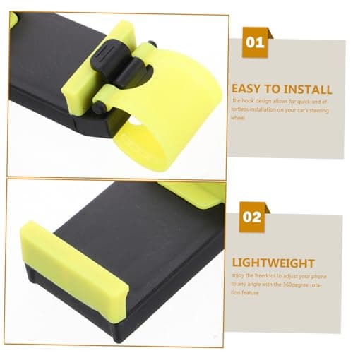 Cabilock Yellow Steering Wheel Phone Mount Universal Car Cell Phone Holder with Clip Adjustable Gps Cradle for Smartphones Driving Use — view 3