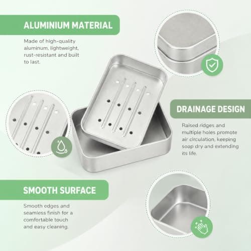 Aluminum Travel Soap Case Metal Soap Box Holder with Lid Container Silver — view 3