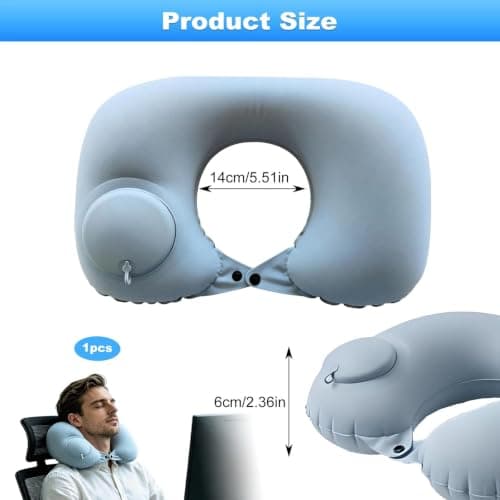 Heryson Press Inflate U‑Shaped Travel Neck Pillow, Portable Flight Cushion — view 3