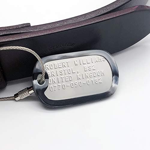 Set of 1 Personalised Luggage Stainless Steel Dog ID tag with Cable & Silencer Read Description to See How to ADD Personalisation (Camo Pink) — view 5