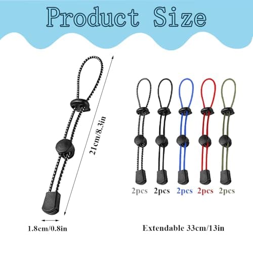 YFTRFR 10 Pcs Bungee Cord, Adjustable Elastic Lanyard with Fixing Buckle Non-Slip Weatherproof for Outdoor Trekking Pole, Backpacks Attachments, Hiking, Camping, Mountaineering(5 Color) — view 2