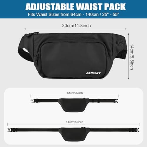 HAISSKY Running Belt Bum Bag, Water-Resistant Waist Pack Adjustable Fit — view 3