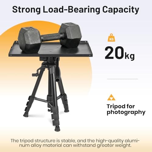 CAHAYA Heavy Duty Projector Stand - Max Load 20kg Adjustable Laptop Tripod with Tray 40.3-118.5cm Portable DJ Equipment Mount 360° Rotation Level & Adaptive Feet for Outdoor Movie、Office、Studio — view 4