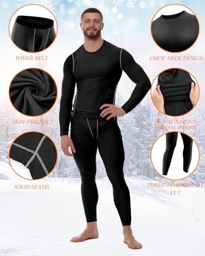Hicarer 6 Pack Thermal Underwear for Men Fleece Lined Hunting Gear Set Base Layer Bottom Top for Cold Winter Weather, Vivid Color, XL — view 2