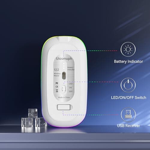 Uiosmuph G12 Wireless Mouse for Laptop, Rechargeable Mice, Silent-Rose Gold — view 3