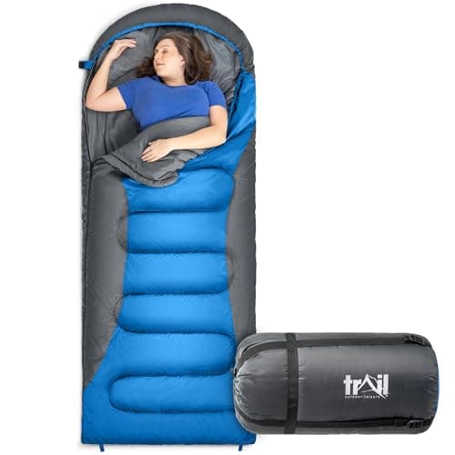 Trail Alpine 400 XL Sleeping Bag with Hood, 230cm x 100cm, Blue