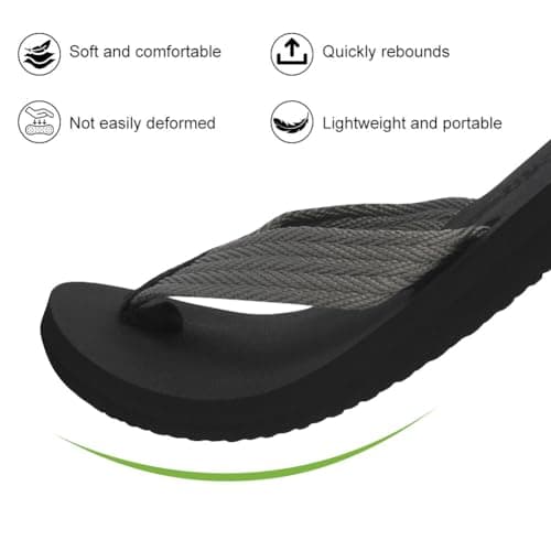 BSBUY Unisex Flip Flops Mens Flatform Beach Flip-Flop EVA Slippers Ladies Girls Yoga Mat Cushion Thong Sandals Beach Travel Platform Sandals Slip-Resistant Flat Flip Flops for Shower(UK:7.5-8.5) — view 6