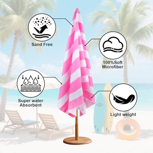 Hittriu Large Microfibre Beach Towel for Adults, 170 × 90 cm, Quick Dry, Sand Free, Lightweight Compact Travel Towel for Summer Beach, Pool, Holiday, Gym & Swimming (Pink) — view 3