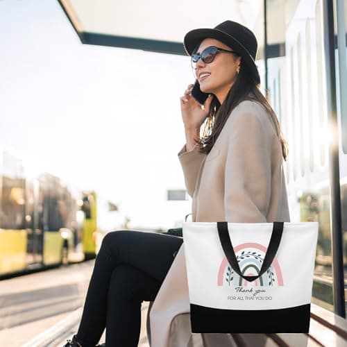 Xaztr 10 Pack Canvas Tote Bags Bulk Thank You Gift Bag with Inspirational Reusable Teacher Appreciation Bags for Women Friends Staff, Rainbow — view 3