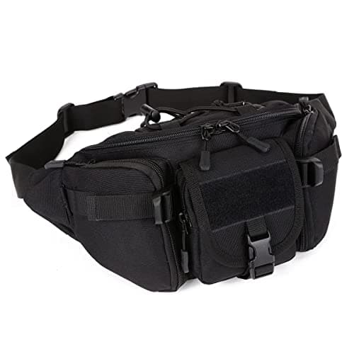 Huntvp Tactical Waist Bag Military Waist Pack Molle Bumbag Belt Pack Fanny Pack Bum Bag for Men Outdoors Walking Running Daily Use Camping Trekking(Black-l)