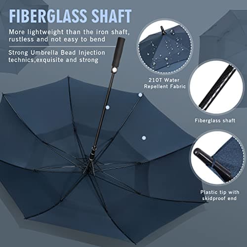 ZOMAKE Golf Umbrella Windproof and Rainproof Large (51 in-Navy Blue) — view 6