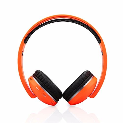 ameego Bluetooth Over Ear Stereo Foldable Headphones, Wireless and Wired Mode Headsets with Soft Memory-Protein Earmuffs, Built-in Mic for Mobile Phone Tablets iPod iPad MP3 TV PC Laptop (Orange) — view 3