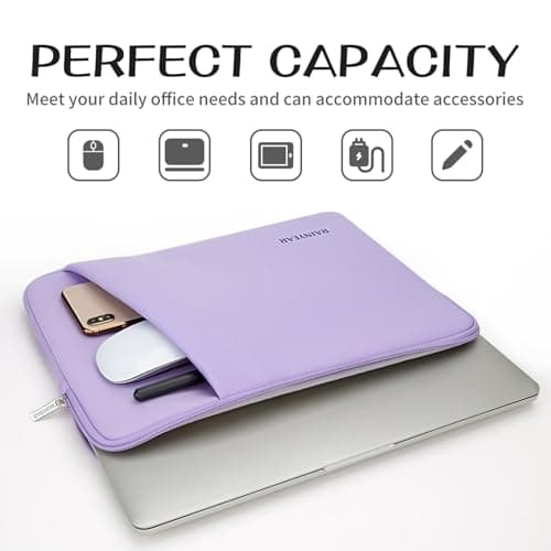 RAINYEAR 15.6 Inch Laptop Sleeve Padded Case with Front Pocket, Purple — view 2
