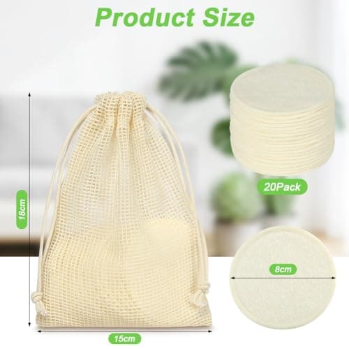 HOTUT Reusable Makeup Remover Pads,20PCS Natural Bamboo Organic Cotton — view 2